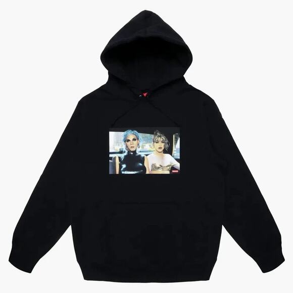 Supreme x Nan Goldin Misty and Jimmy Paulette Graphic Hooded Black Sweatshirt - Picture 1 of 9